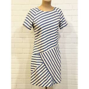 WREN | Blue & White Striped Dress | Zip Back | NWT | Womens Size 4 |Short Sleeve